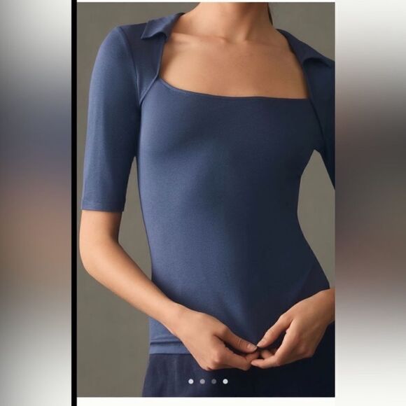 By Anthropologie Collared Square-Neck Tee - Picture 3 of 4